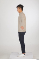  Yoshinaga Kuri blue jeans brown sweater casual dressed standing white sneakers white t shirt whole body 0011.jpg